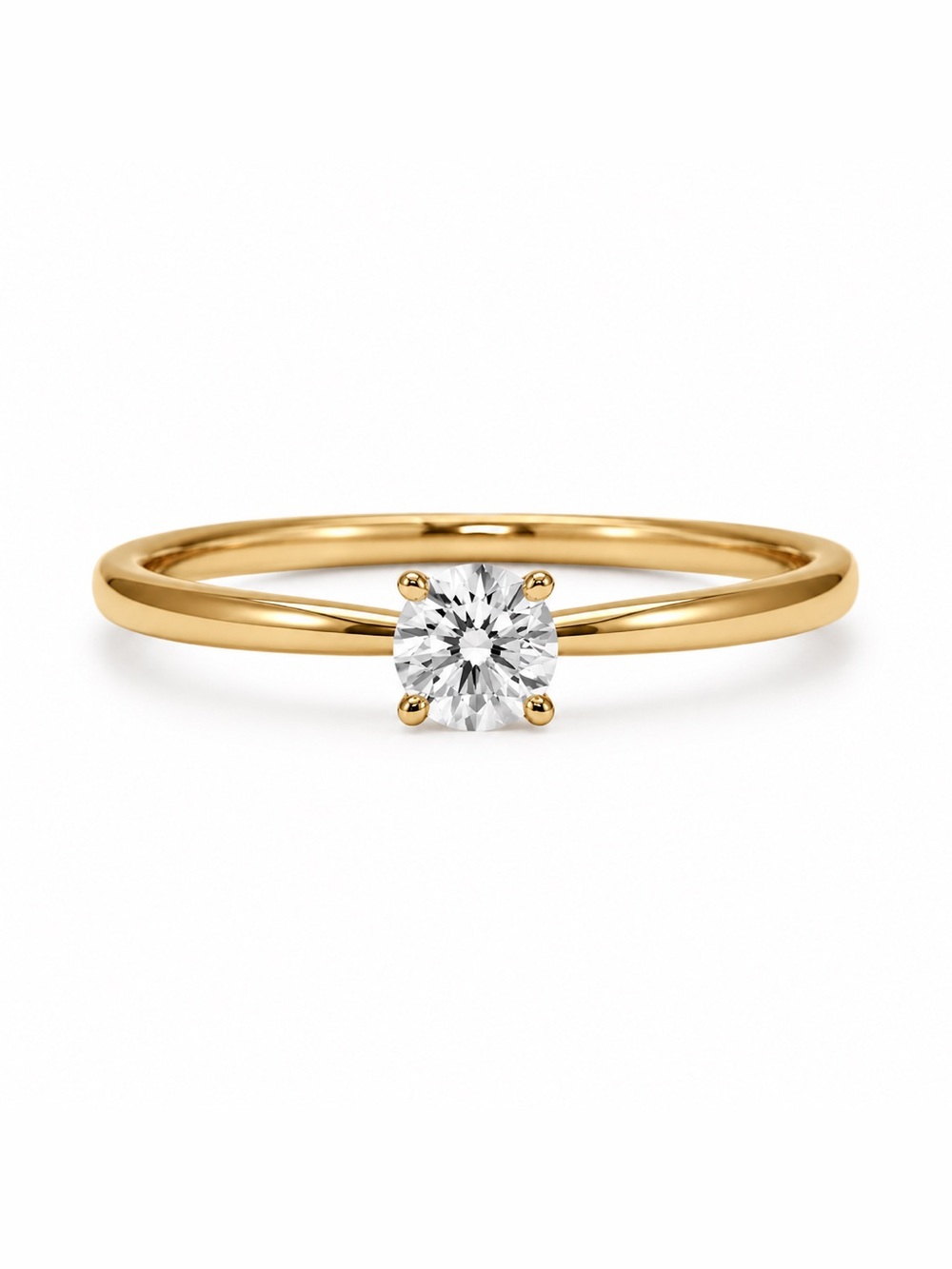 Solid 14K Gold Natural Diamond Round Solitaire Engagement Ring 0.28ct